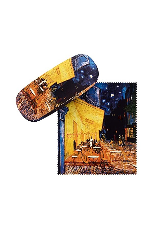 von Lilienfeld Étui Lunettes Boîte Robuste Cadeau Étui Lunettes de Soleil Chiffon de Nettoyage Art Vincent van Gogh : Café de