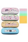Regerly Étui à Lunettes, 4 Pièces Étui à Lunettes de Chat Étui à Lunettes à Clapet Étui Rigide à Lunettes de Soleil Étui à Lu