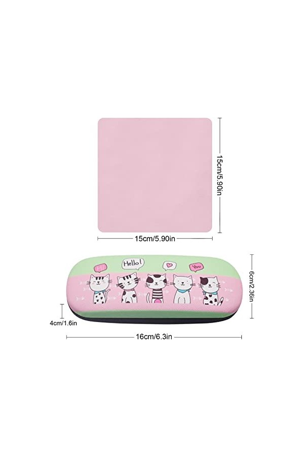 Regerly Étui à Lunettes, 4 Pièces Étui à Lunettes de Chat Étui à Lunettes à Clapet Étui Rigide à Lunettes de Soleil Étui à Lu