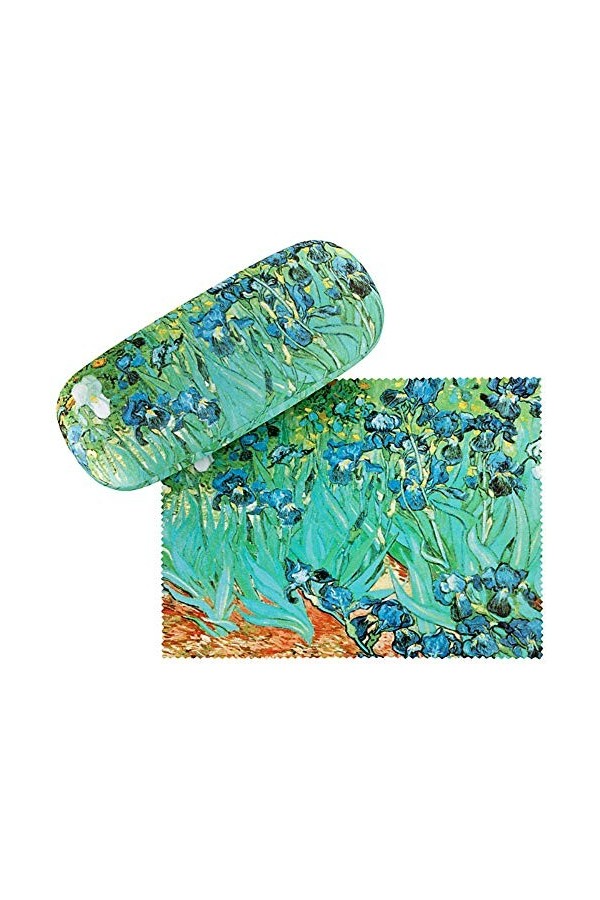 VON LILIENFELD Étui Lunettes Boîte Robuste Cadeau Étui Lunettes de Soleil Chiffon de Nettoyage Fleur Art Vincent van Gogh Iri