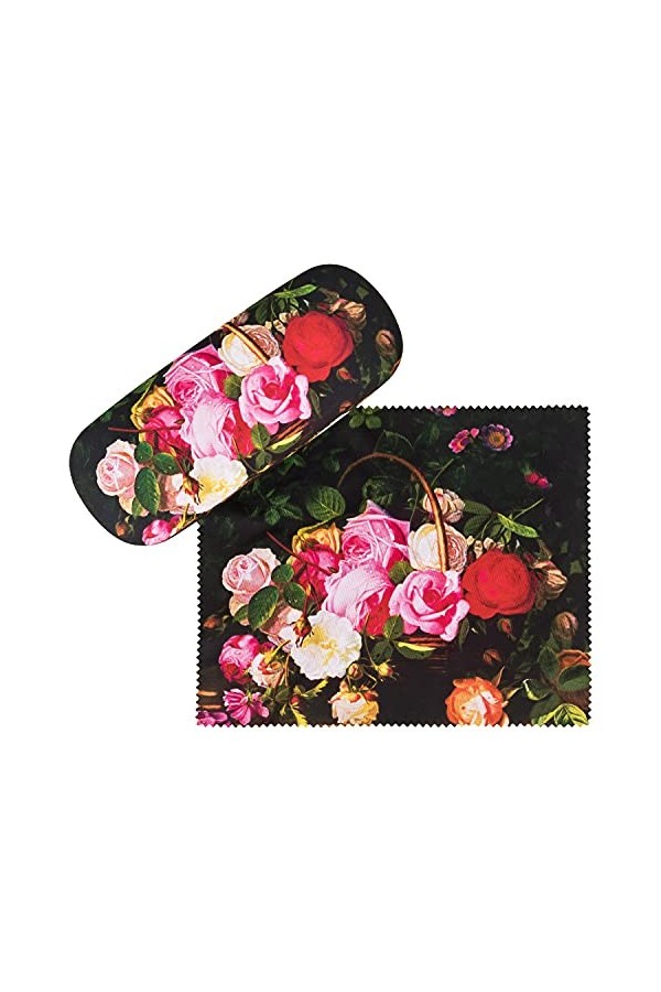 VON LILIENFELD Étui Lunettes William Hammer : Panier de roses Fleur Art Chiffon de Nettoyage Boîte Robuste Cadeau Étui Lunett