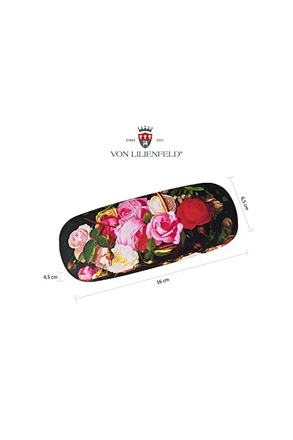 VON LILIENFELD Étui Lunettes William Hammer : Panier de roses Fleur Art Chiffon de Nettoyage Boîte Robuste Cadeau Étui Lunett
