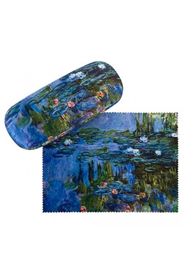 VON LILIENFELD Étui Lunettes Boîte Robuste Cadeau Étui Lunettes de Soleil Chiffon de Nettoyage Fleur Art Claude Monet : Nymph