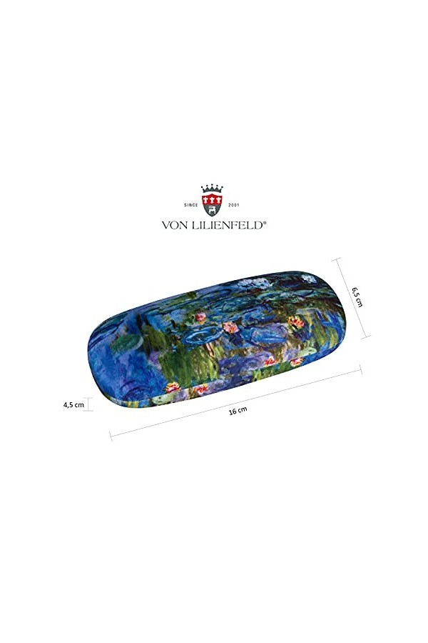 VON LILIENFELD Étui Lunettes Boîte Robuste Cadeau Étui Lunettes de Soleil Chiffon de Nettoyage Fleur Art Claude Monet : Nymph