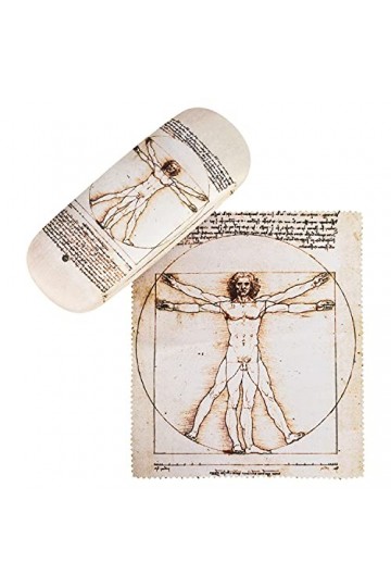 VON LILIENFELD Étui Lunettes Léonard de Vinci : Lhomme de Vitruve Chiffon de Nettoyage Boîte Robuste Cadeau Étui Lunettes de