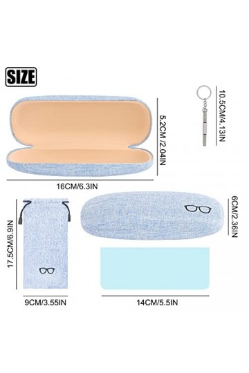 JUMRHFAN Lot de 4 étuis à lunettes, étui rigide pour lunettes de soleil avec pochette à cordon de serrage, chiffon de nettoya