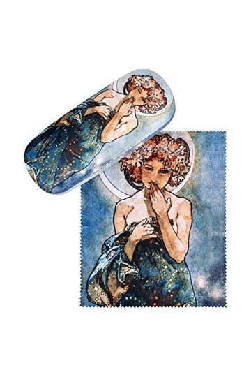 VON LILIENFELD Étui Lunettes Boîte Robuste Cadeau Étui Lunettes de Soleil Arte Chiffon de Nettoyage Alfons Maria Mucha: La Lu