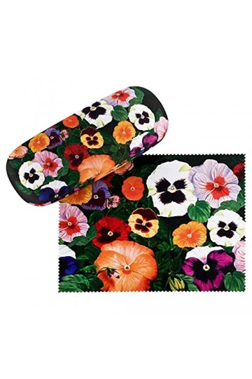 VON LILIENFELD Étui Lunettes Boîte Robuste Cadeau Étui Lunettes de Soleil Chiffon de Nettoyage Fleur Floral Pensées