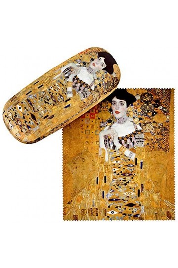 VON LILIENFELD Étui Lunettes Boîte Robuste Cadeau Étui Lunettes de Soleil Chiffon de Nettoyage Art Gustav Klimt : Adele