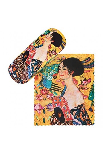 von Lilienfeld Gustav Klimt: La dame à léventail Étui Lunettes Boîte Robuste Cadeau Étui Lunettes de Soleil Chiffon de Netto
