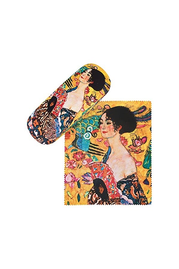 von Lilienfeld Gustav Klimt: La dame à léventail Étui Lunettes Boîte Robuste Cadeau Étui Lunettes de Soleil Chiffon de Netto