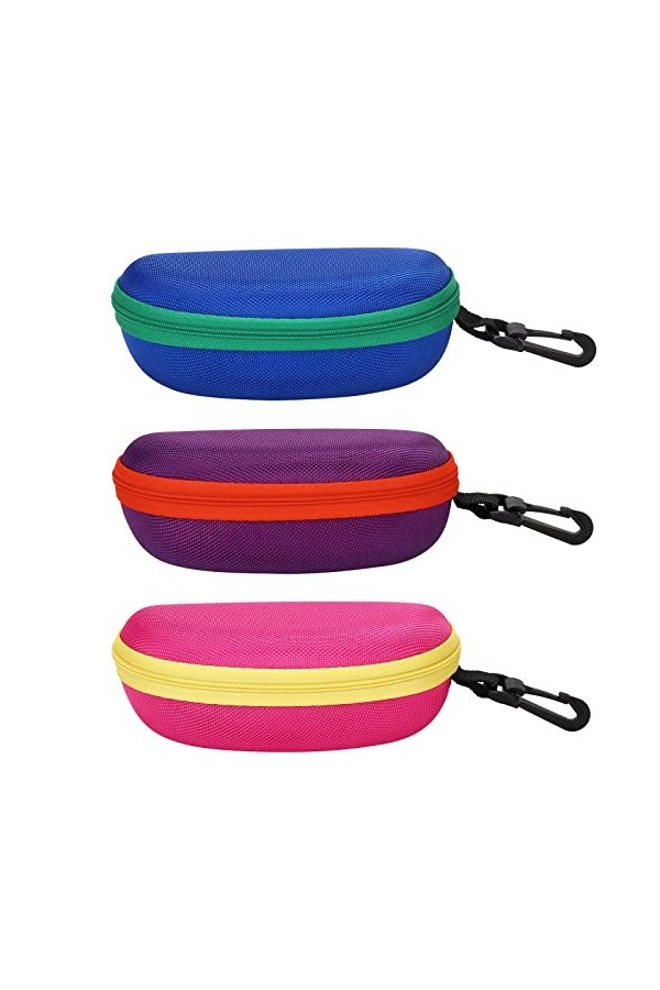 molshine 3 pièces étui à lunettes de soleil à coque dure portable, étui à lunettes à fermeture éclair avec crochet pour femme