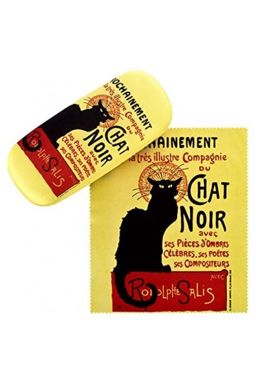 VON LILIENFELD Étui Lunettes Boîte Robuste Cadeau Étui Lunettes de Soleil Chiffon de Nettoyage Art Chat Noir