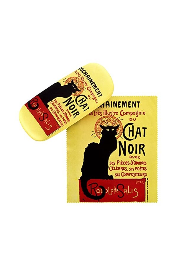 VON LILIENFELD Étui Lunettes Boîte Robuste Cadeau Étui Lunettes de Soleil Chiffon de Nettoyage Art Chat Noir