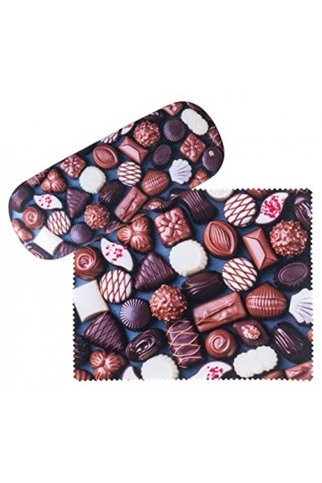 von Lilienfeld Étui Lunettes chocolat Pralinés Boîte Robuste Étui Lunettes de Soleil Chiffon de Nettoyage