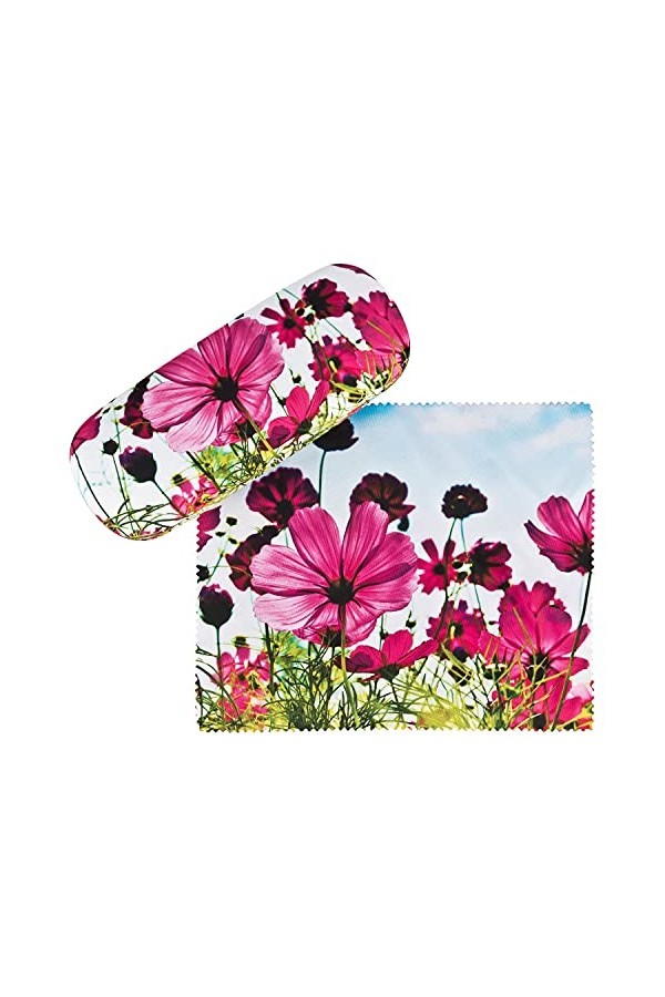 VON LILIENFELD Étui Lunettes Chiffon de Nettoyage Boîte Robuste Cadeau Étui Lunettes de Soleil Champ de fleurs