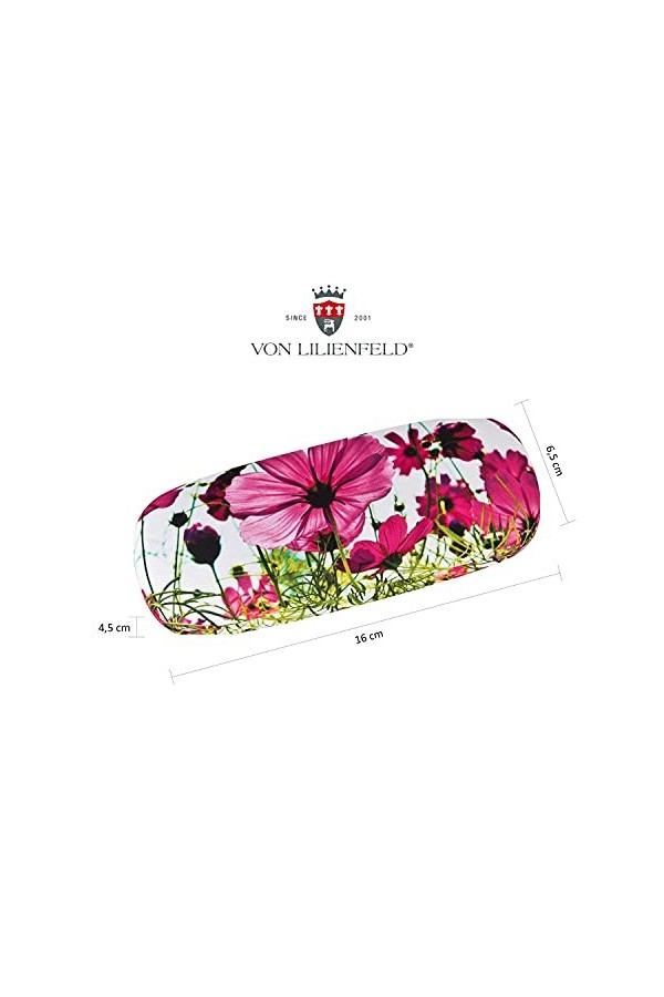 VON LILIENFELD Étui Lunettes Chiffon de Nettoyage Boîte Robuste Cadeau Étui Lunettes de Soleil Champ de fleurs