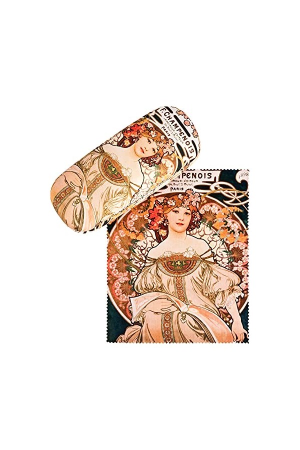 VON LILIENFELD Étui Lunettes Chiffon de Nettoyage Boîte Robuste Cadeau Étui Lunettes de Soleil Arte Alfons Maria Mucha: F. Ch