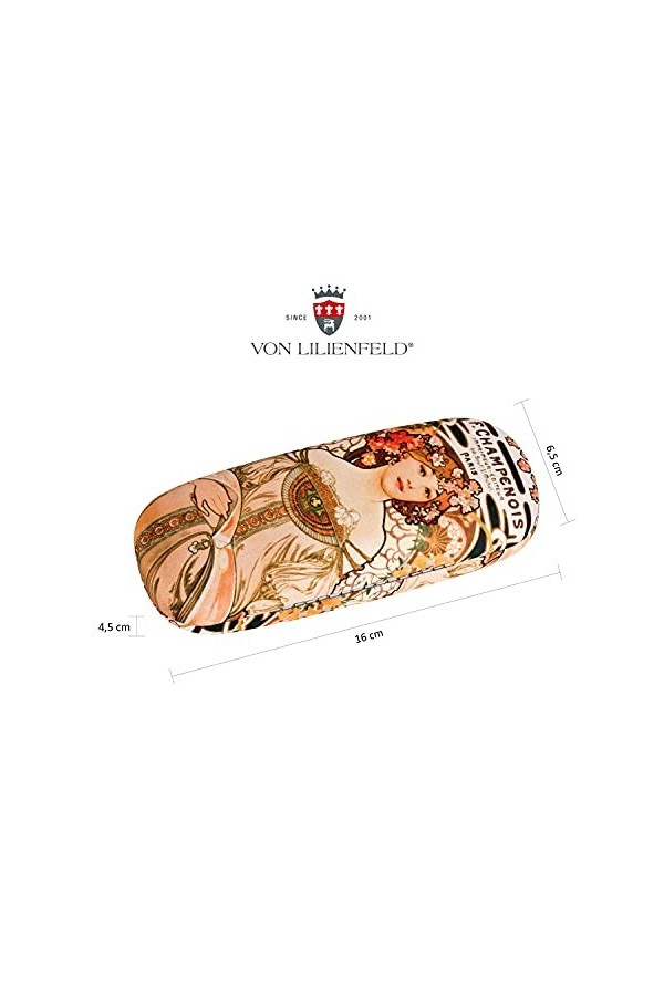 VON LILIENFELD Étui Lunettes Chiffon de Nettoyage Boîte Robuste Cadeau Étui Lunettes de Soleil Arte Alfons Maria Mucha: F. Ch