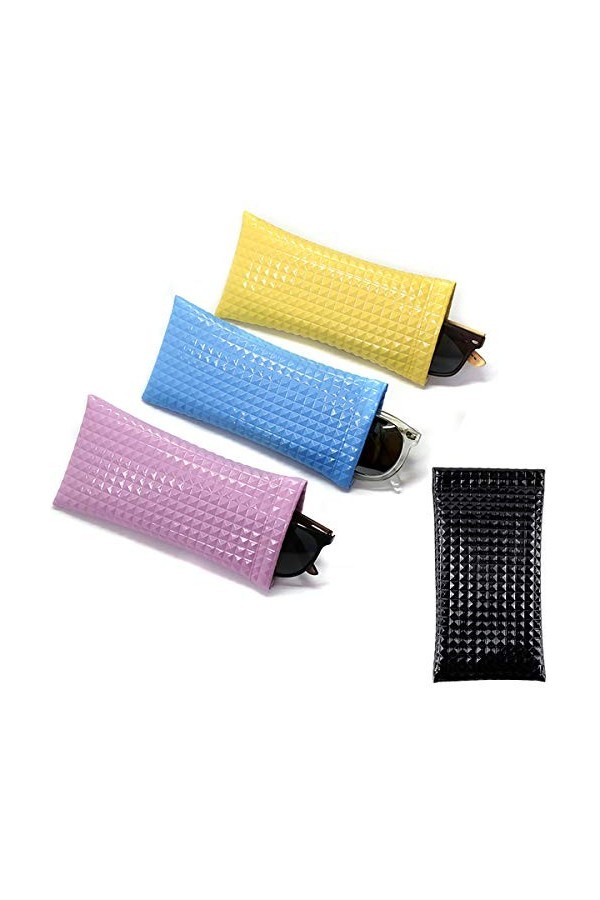 Étui Lunettes Cuir, 4 PCS Pochette à Lunettes de Soleil Sac Lunettes PU Cuir Unisexe Sac Lunettes Gadgets Pochette de Rangeme