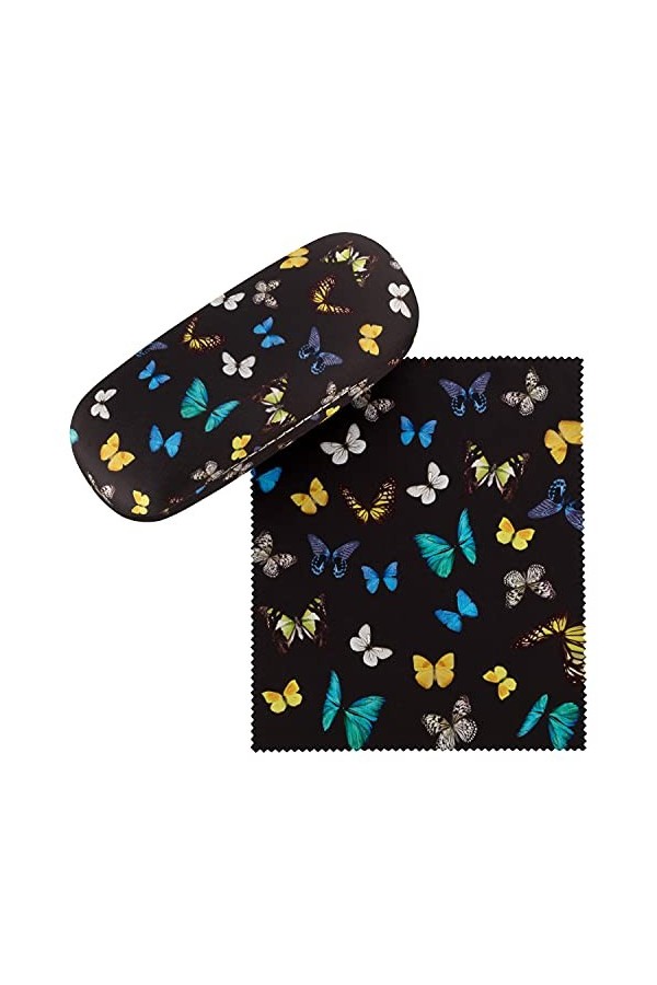 VON LILIENFELD Étui Lunettes Danse des papillons Butterfly Boîte Robuste Étui Lunettes de Soleil Chiffon de Nettoyage Butterf