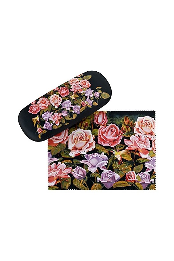 VON LILIENFELD Étui Lunettes Fleur Floral Roseraie Boîte Robuste Étui Lunettes de Soleil Chiffon de Nettoyage