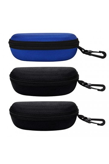 MOLSHINE Lot de 3 étuis de lunettes de soleil rigides portables avec fermeture éclair et crochet pour homme et femme, 2 x noi