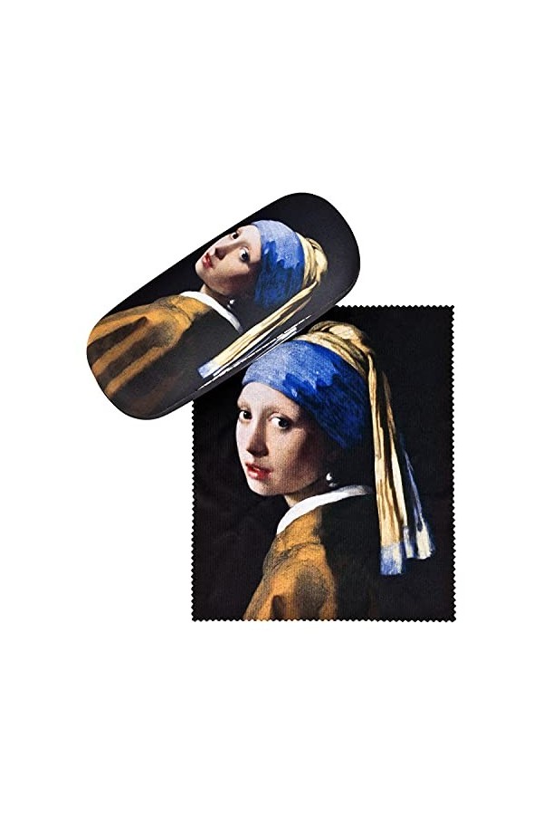 VON LILIENFELD Étui Lunettes Jan Vermeer : La Jeune Fille à la perle Chiffon de Nettoyage Boîte Robuste Cadeau Étui Lunettes 
