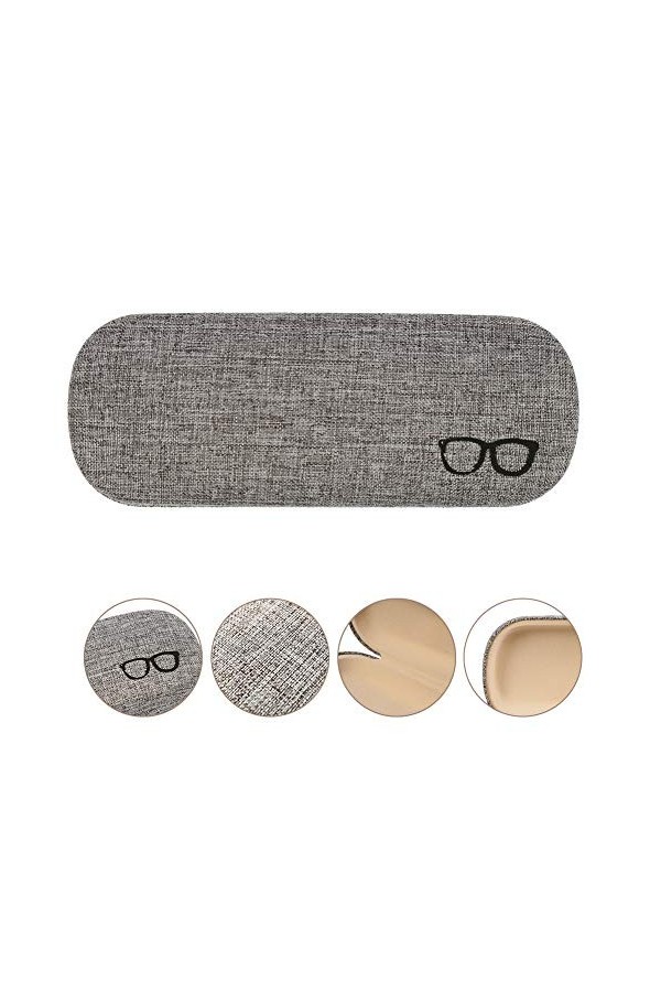 Friusate Lot de 4 étuis à lunettes rigides en tissu lin pour lunettes de soleil couleur aléatoire 
