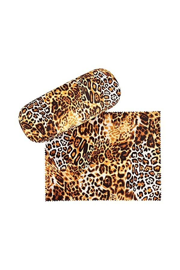 VON LILIENFELD Étui Lunettes Boîte Robuste Cadeau Étui Lunettes de Soleil Grands Félins Chiffon de Nettoyage Léopard