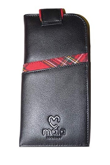 Mala Braemar Étui à lunettes en cuir souple avec large languette sur le dessus Unisexe Tartan, Noir , Wide-fit,