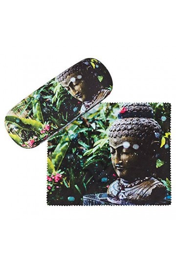 VON LILIENFELD Bouddha Étui Lunettes Boîte Robuste Cadeau Étui Lunettes de Soleil Chiffon de Nettoyage Art