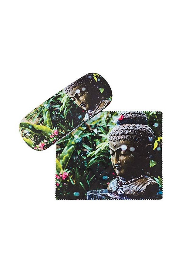 VON LILIENFELD Bouddha Étui Lunettes Boîte Robuste Cadeau Étui Lunettes de Soleil Chiffon de Nettoyage Art