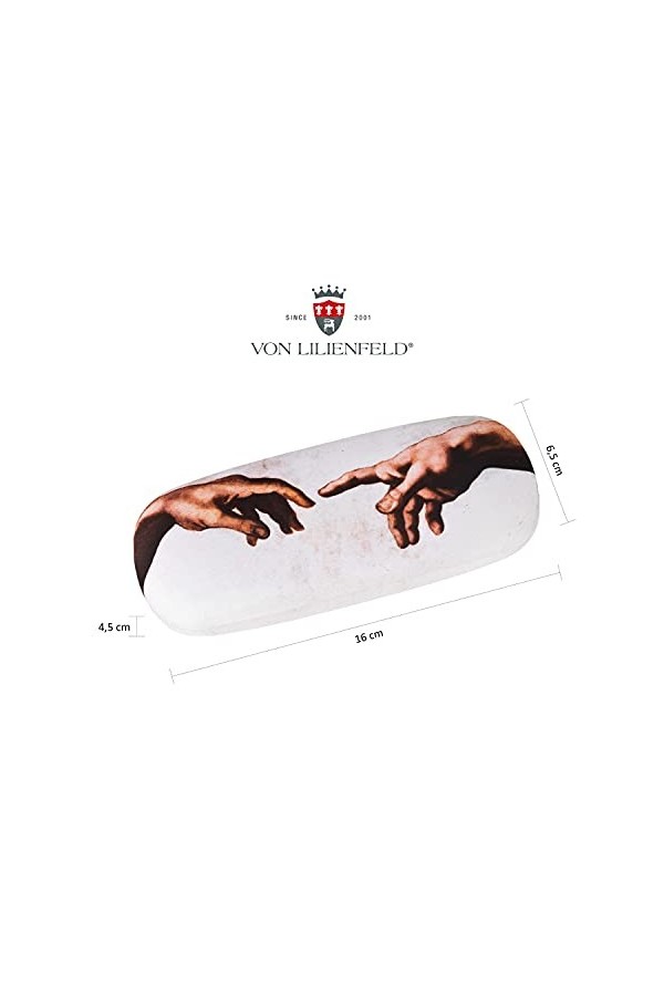 VON LILIENFELD Étui Lunettes Michel-Ange : La création dAdam Chiffon de Nettoyage Boîte Robuste Cadeau Étui Lunettes de Sole