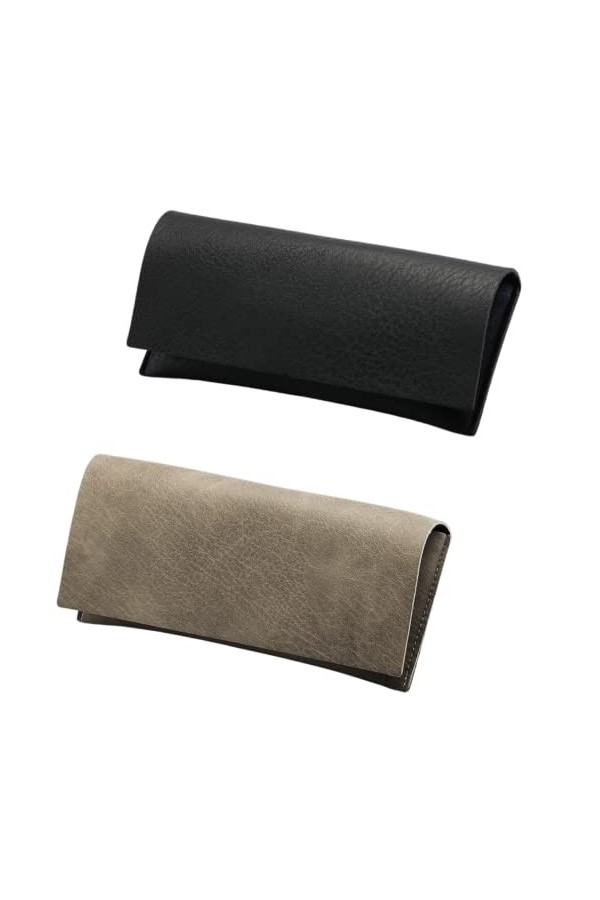 CHENGZI Lot de 2 étuis à lunettes pour femme en cuir PU souple avec chiffon et sac à lunettes, Beige + bleu., taille unique