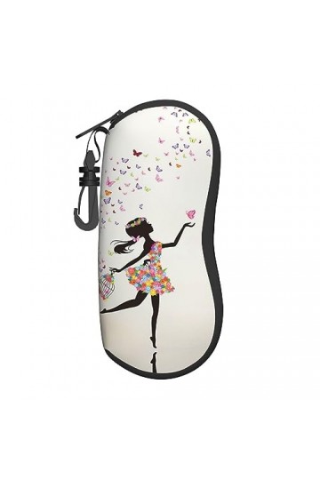 ELRoal Étui à lunettes en néoprène souple ultra léger et pratique avec mousqueton Motif papillon, Noir , taille unique