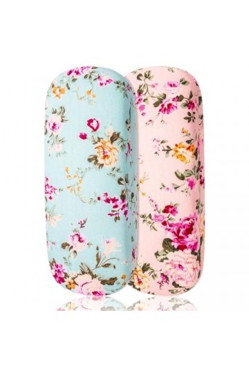 FANTESI Lot de 2 étuis à lunettes rigides à motif floral pour homme et femme, coloré, 16.5 x 6.5 x 3.5 cm