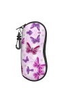 ELRoal Étui à lunettes avec impression papillon rose, étui souple en néoprène portable, ultra léger et pratique, sac à lunett