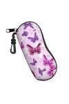 ELRoal Étui à lunettes avec impression papillon rose, étui souple en néoprène portable, ultra léger et pratique, sac à lunett