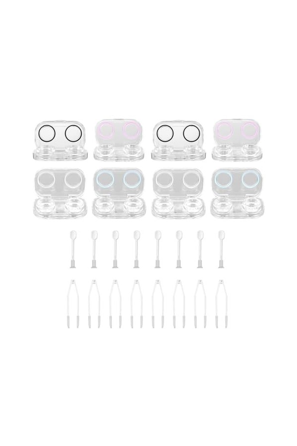 HEALEEP 1 Ensemble 8 Pièces Étui À Lunettes Conteneur Mini Étui Kit De Voyage Étuis Transparents Étui Miroir Couleur Boîte En