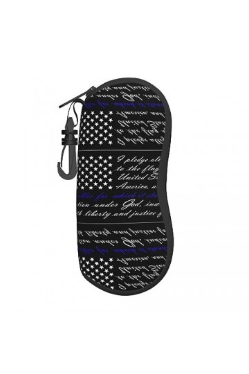ELRoal Étui à lunettes souple avec motif drapeau dallégeance, grande capacité, serrure à clé, porte-monnaie portable, Noir ,