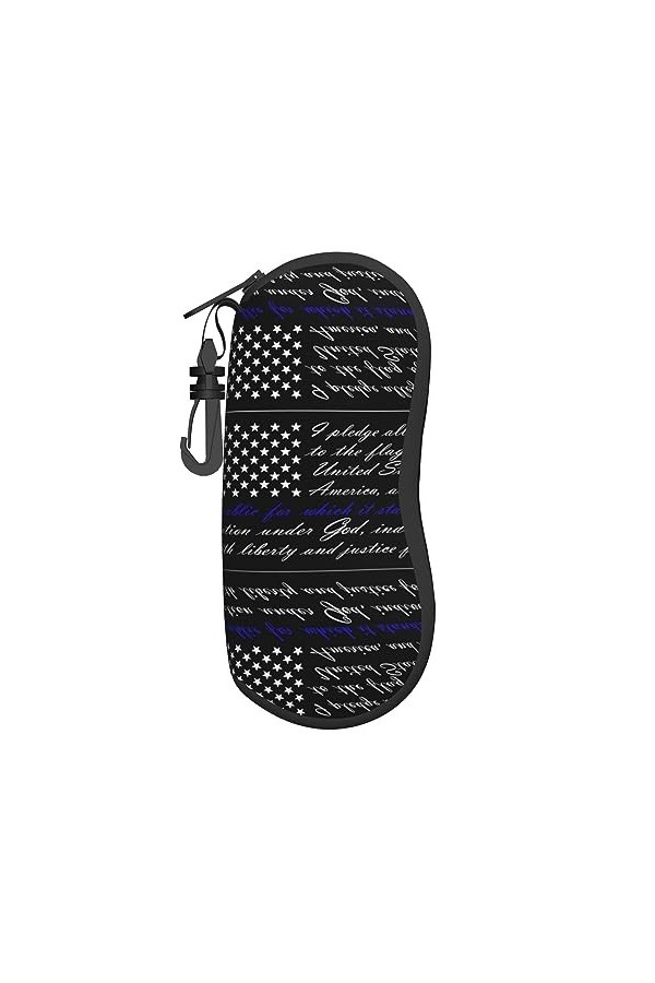 ELRoal Étui à lunettes souple avec motif drapeau dallégeance, grande capacité, serrure à clé, porte-monnaie portable, Noir ,