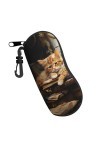 Étui à lunettes souple avec fermeture éclair et clip Motif chat mignon, Noir , taille unique