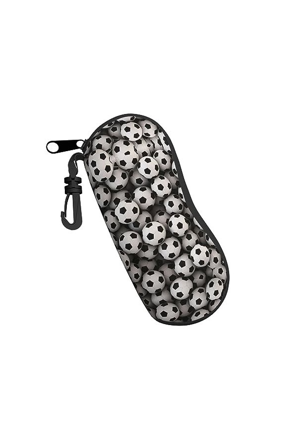 ELRoal Étui à lunettes de football imprimé mer portable en néoprène pour lunettes de soleil souple ultra léger et pratique av