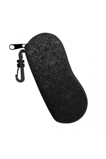 ELRoal Étui à lunettes gothique en néoprène avec motif tête de mort - Étui souple ultra léger et pratique avec mousqueton, No