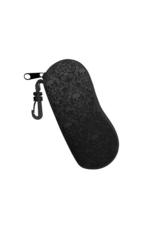 ELRoal Étui à lunettes gothique en néoprène avec motif tête de mort - Étui souple ultra léger et pratique avec mousqueton, No