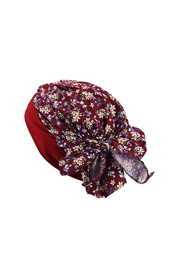 Turban Chimio Femme,Fleur Imprimé Chapeau Turban Fleur Imprimé Bonnet Chimio Super Doux Chapeau Bandeau Confortable Bonnet à 