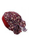 Turban Chimio Femme,Fleur Imprimé Chapeau Turban Fleur Imprimé Bonnet Chimio Super Doux Chapeau Bandeau Confortable Bonnet à 