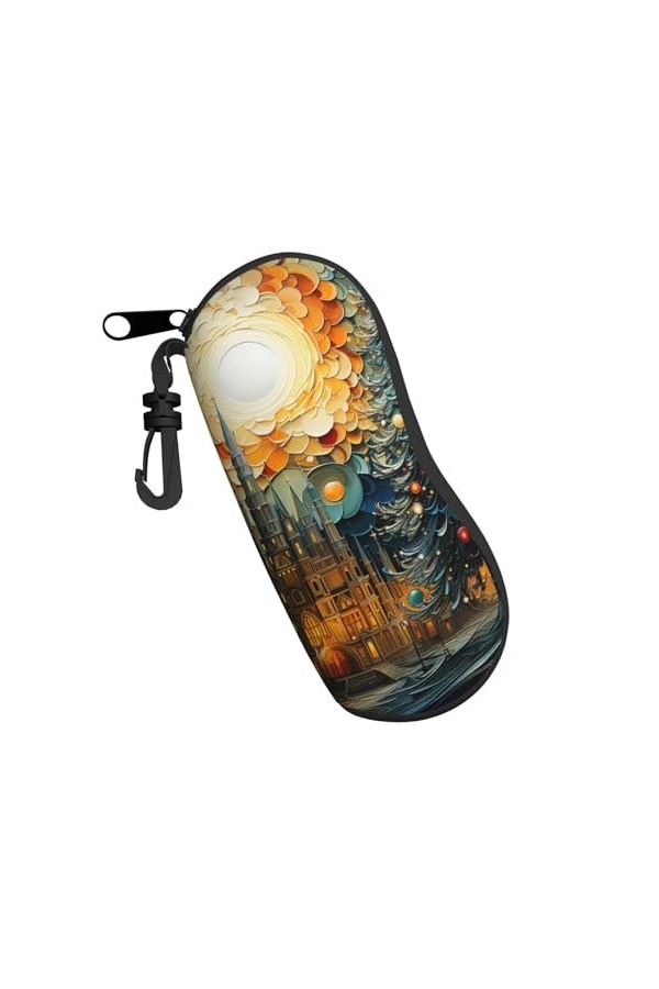 Étui souple pour lunettes de soleil avec motif darbre de Noël, lune, château, peinture abstraite pour femmes et hommes, étui
