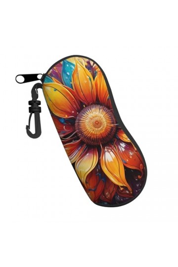 Belle fleur arc-en-ciel bohème art abstrait lumineux étui à lunettes souple pour femmes hommes étui à lunettes de soleil port